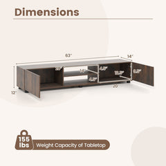 Modern TV Stand for up to 70 inches TVs Minimalist Entertainment Center with 2 Doors and Open Shelves-Rustic Brown