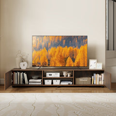Modern TV Stand for up to 70 inches TVs Minimalist Entertainment Center with 2 Doors and Open Shelves-Rustic Brown