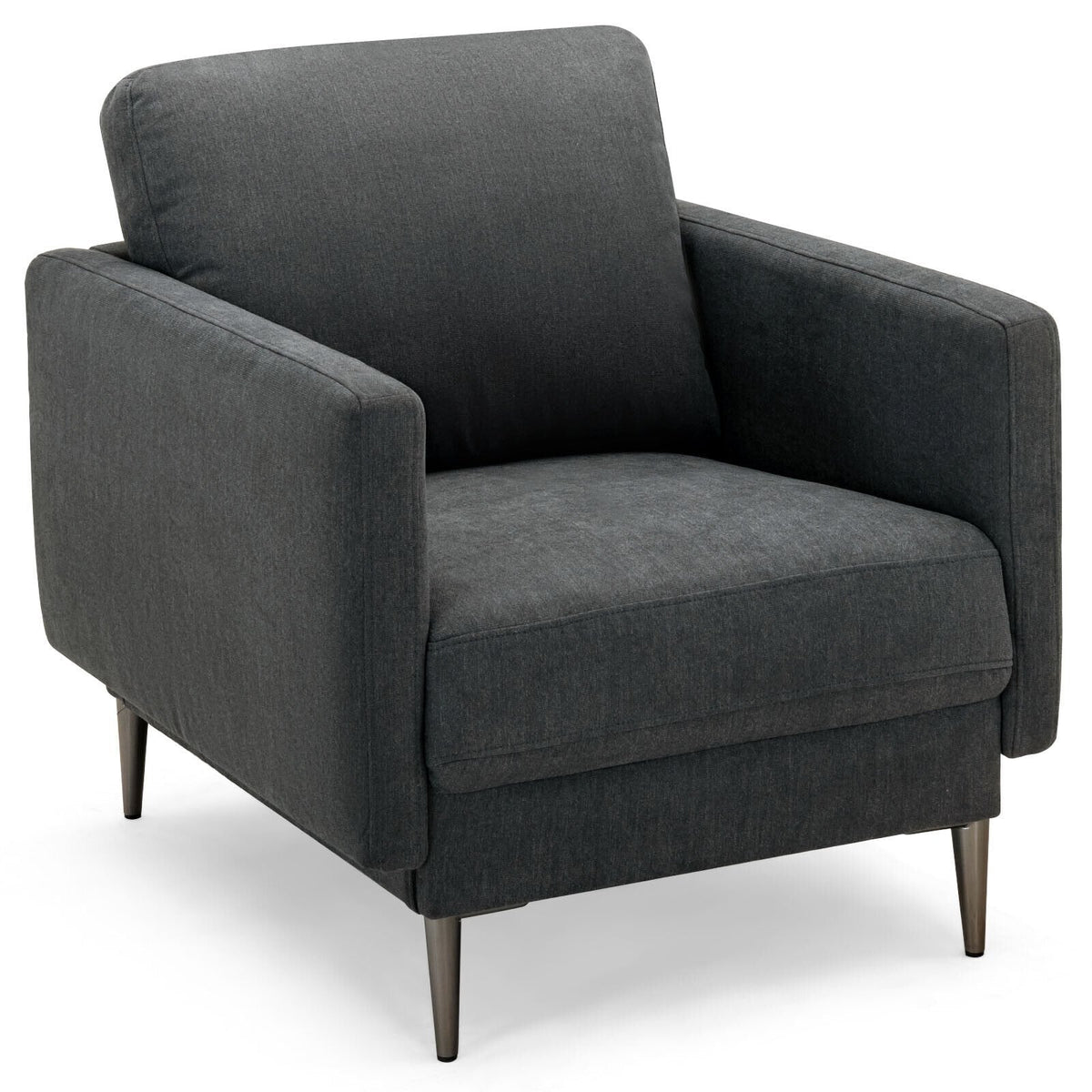 Charcoal Accent Chair with 22.5 in Seat, 5 in Seat Pad and Removable Backrest Cushion, 300 lb