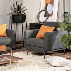 Charcoal Accent Chair with 22.5 in Seat, 5 in Seat Pad and Removable Backrest Cushion, 300 lb