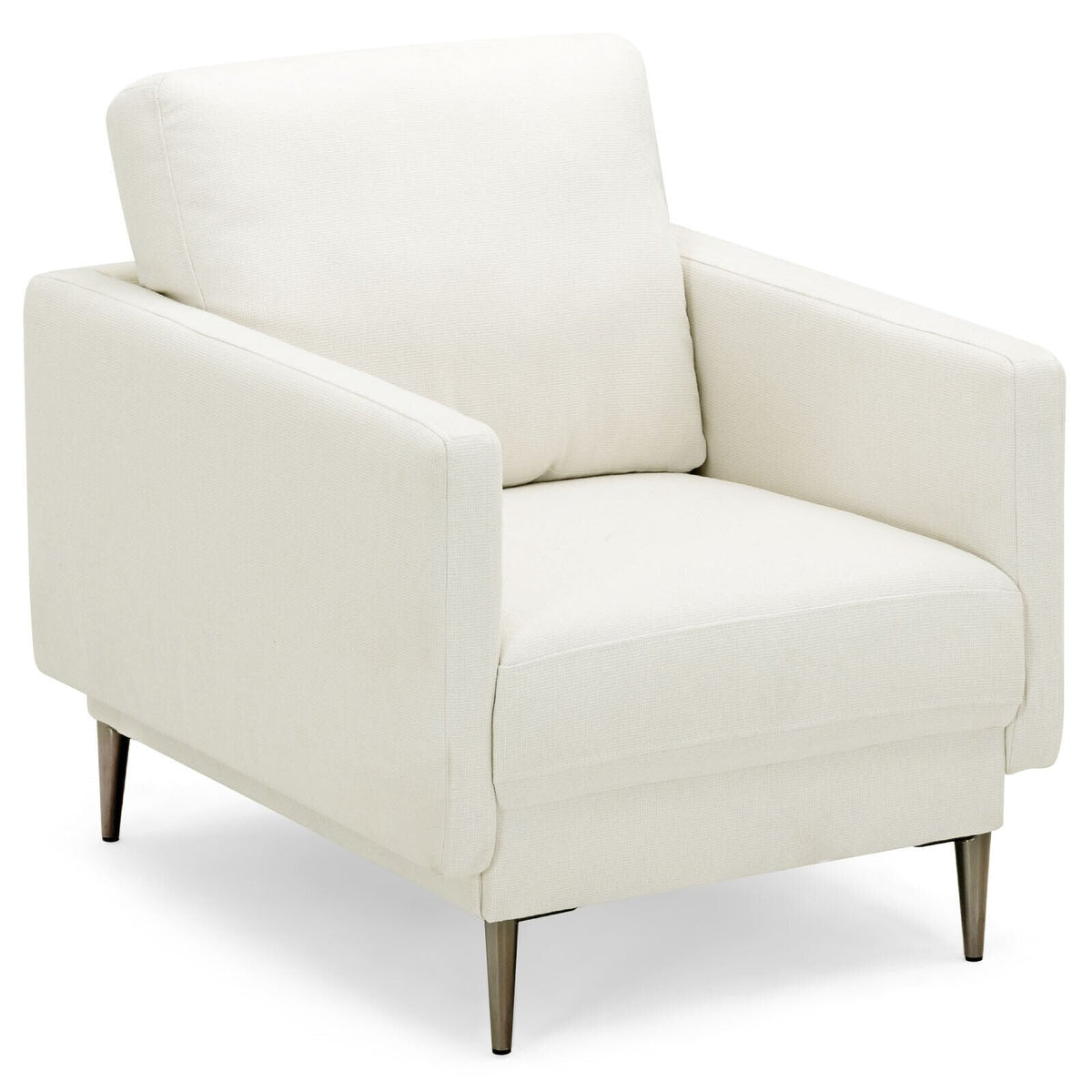 Ivory Accent Chair with S Shaped Springs, 5 in Seat Pad and Removable Backrest Cushion, 300 lb