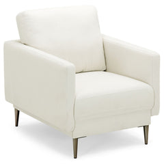 Ivory Accent Chair with S Shaped Springs, 5 in Seat Pad and Removable Backrest Cushion, 300 lb
