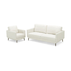 Ivory Accent Chair with S Shaped Springs, 5 in Seat Pad and Removable Backrest Cushion, 300 lb
