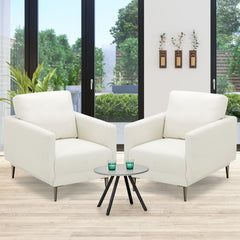Ivory Accent Chair with S Shaped Springs, 5 in Seat Pad and Removable Backrest Cushion, 300 lb