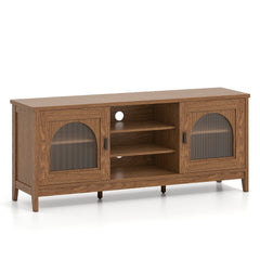 Modern Vintage TV Cabinet with Adjustable Shelves and 2 Cable Holes for TVs up to 65 Inches-Walnut