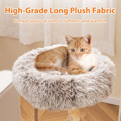 35.5 Inch Pear Wood Cat Tree with a 16 Inch Round Bed and Jute Rope