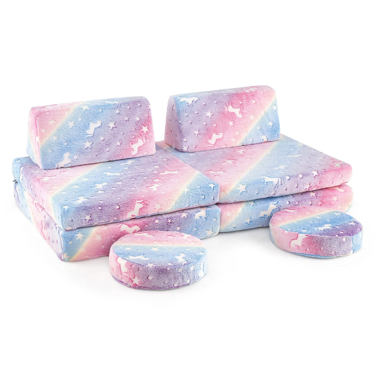 Modular Kids Play Couch Set Glow in the Dark with Portable Handles-Color