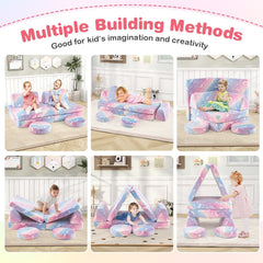 Modular Kids Play Couch Set Glow in the Dark with Portable Handles-Color