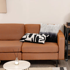 123 in L Shaped 4 Seat Sectional in Burnt Orange Linen with an 85 in Seat and Removable Ottoman