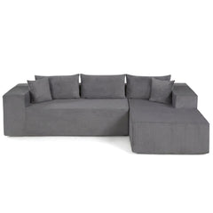 86 in Grey Corduroy L Shaped Sectional, 39.5 in Deep Seat and a 58.5 in Chaise, Seats 4