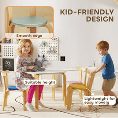 Wooden Kids Table and Chairs Set, Toddler Table and Chairs Set for 3-8 Years, Green