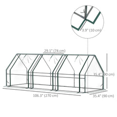 Portable Mini Greenhouse Tunnel Growing Tent Plants Flower Warm House w/ Zippered Roll-up Doors, Clear