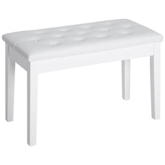 30" Piano Bench with Padded Cushion and Storage, Faux Leather Keyboard Bench with Solid Wood Legs, Black