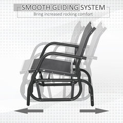 Patio Glider Outdoor Glider Chair with Breathable Mesh Seat & Backrest, Armrests and Metal Frame, Black