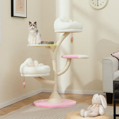 48.5 Inch Blossom Cat Tree with Two Removable Perches and a Round Base