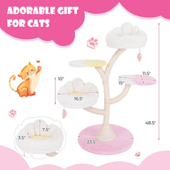 48.5 Inch Blossom Cat Tree with Two Removable Perches and a Round Base