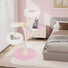 48.5 Inch Blossom Cat Tree with Two Removable Perches and a Round Base