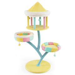 57.5 Inch Pastel Cat Tree with an Open Gazebo Condo and Two Perches