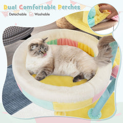 57.5 Inch Pastel Cat Tree with an Open Gazebo Condo and Two Perches