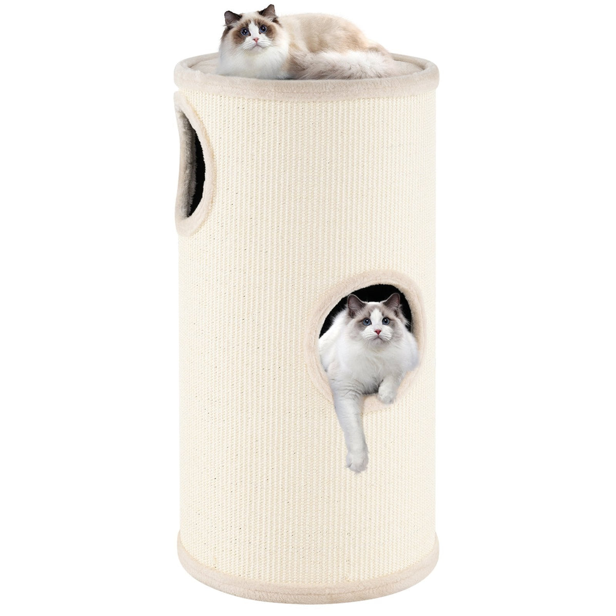 Multi-level Cat House with Sisal Scratching Pad-Beige