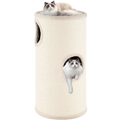 Multi-level Cat House with Sisal Scratching Pad-Beige