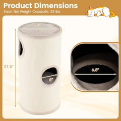 Multi-level Cat House with Sisal Scratching Pad-Beige
