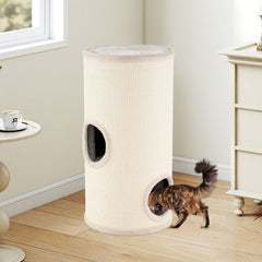 Multi-level Cat House with Sisal Scratching Pad-Beige