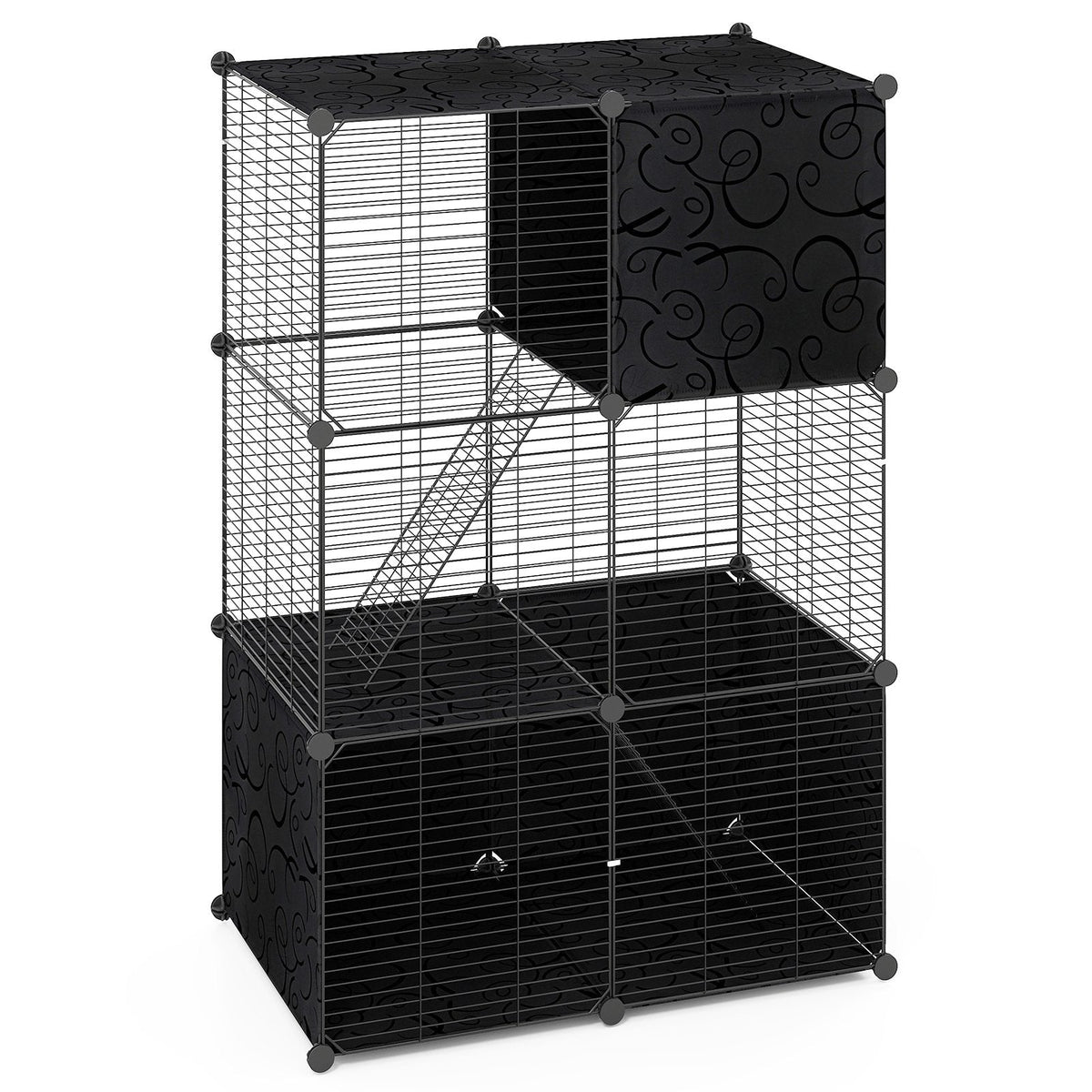 Multi-Level Cat Tower with 2-Door Condo and Hammock-Black