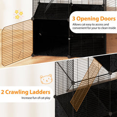 Multi-Level Cat Tower with 2-Door Condo and Hammock-Black
