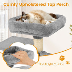 Light Grey Cat Tower 44 Inches with Five Levels and a Two Door Condo