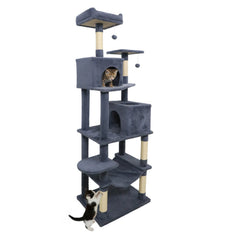 Dark Grey Cat Tower 75 Inches with a 16 Inch Hammock and Two Condos
