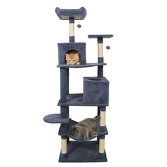 Dark Grey Cat Tower 75 Inches with a 16 Inch Hammock and Two Condos