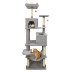 Light Grey Cat Tower 75 Inches with Six Tiers and a Skylight Condo