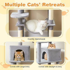 Light Grey Cat Tower 75 Inches with Six Tiers and a Skylight Condo