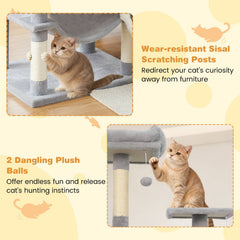 Light Grey Cat Tower 75 Inches with Six Tiers and a Skylight Condo
