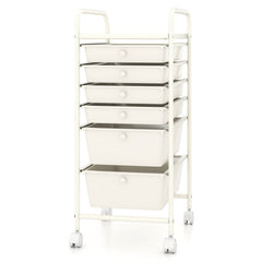 Multifunctional 6 Drawers Rolling Storage Cart Organizer-White