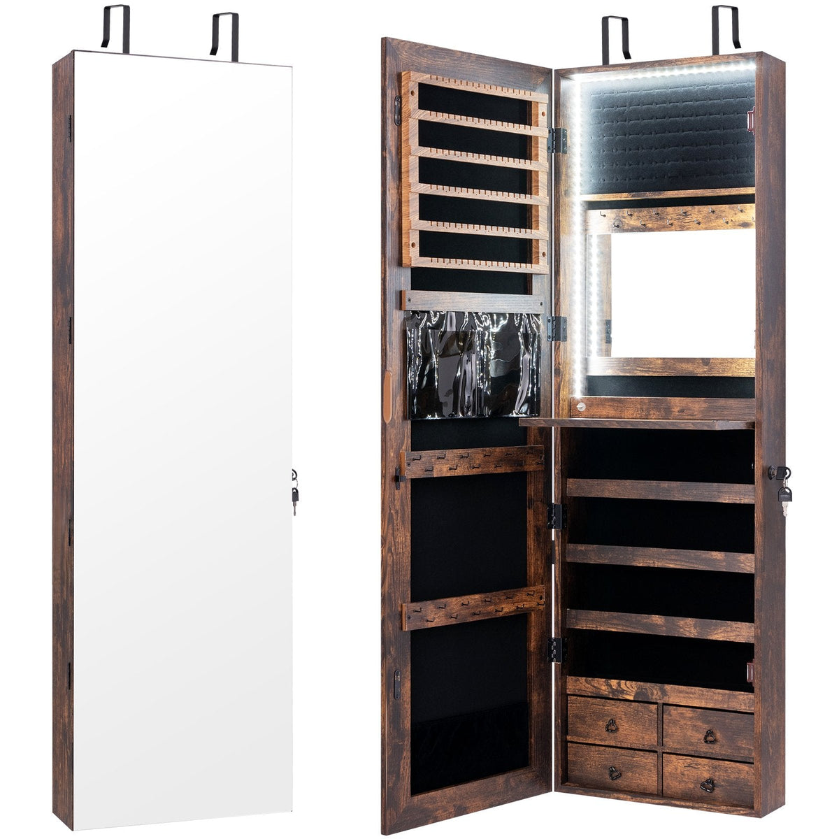 Multipurpose Storage Cabinet with 4 Drawers-Rustic Brown