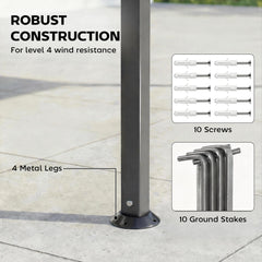 Patio Gazebo with Double Roof Outdoor Gazebo Canopy with Extendable Shade 10.5′ x 10.5′ Dark Grey