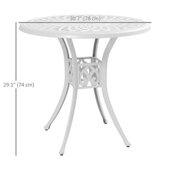 30-inch Round Patio Dining Table with Umbrella Hole Cast Aluminium Outdoor Bistro Table, Brown