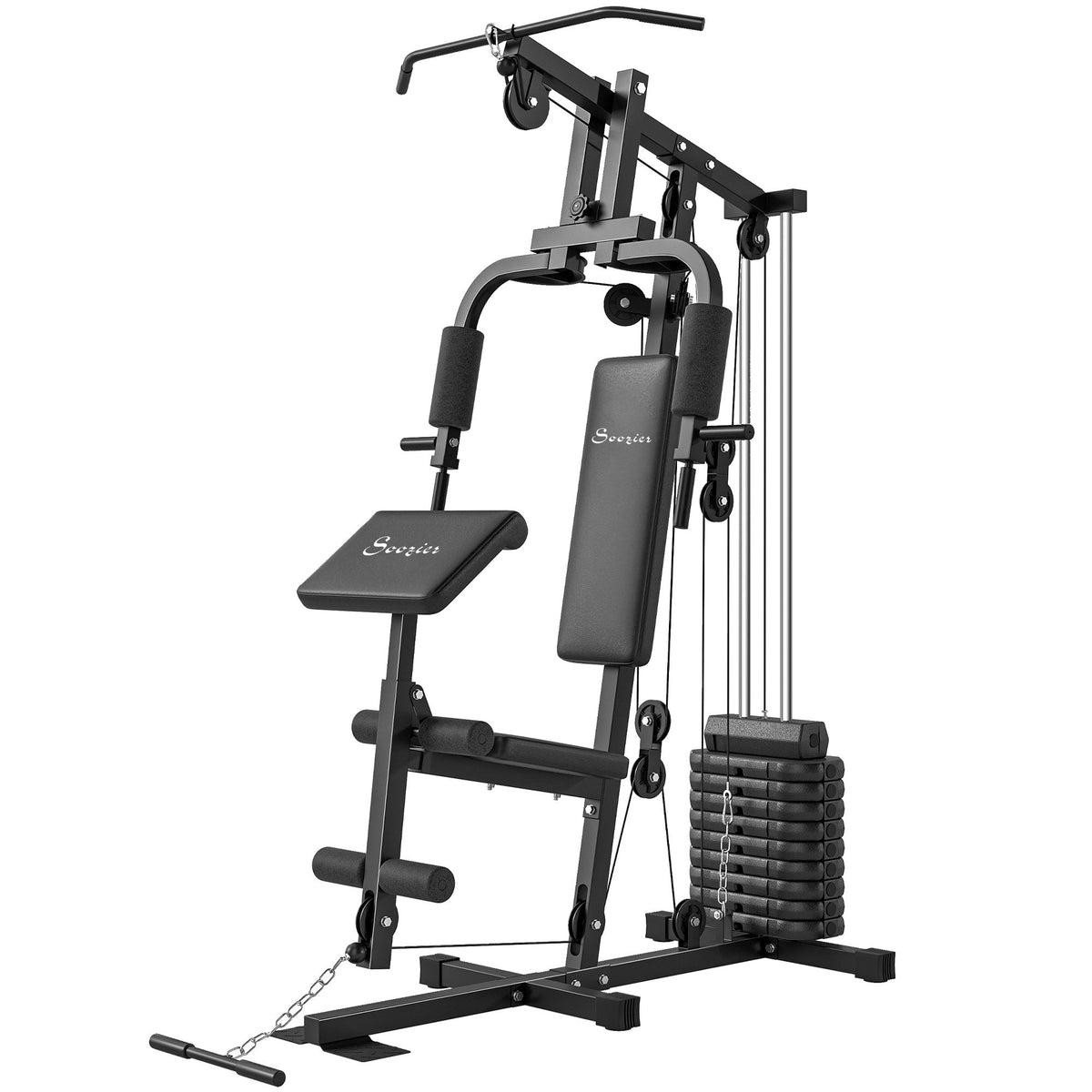 Multi-Exercise Home Gym Station with 99lbs Weight Stack, for for Back, Chest, Arms, Full Body Workout