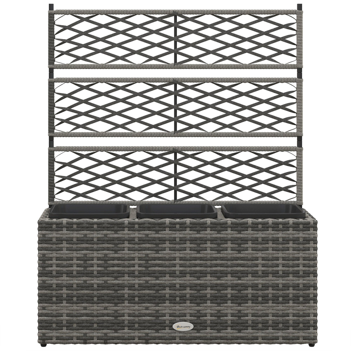 Wicker Raised Garden Bed with Trellis, 42" Tall Outdoor Planter Box, Mixed Grey