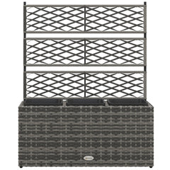 Wicker Raised Garden Bed with Trellis, 42" Tall Outdoor Planter Box, Mixed Grey