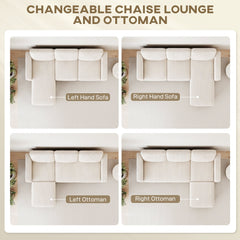 Sectional Sofa, L Shaped Couch, with Changeable Chaise or Ottoman, Dark Grey