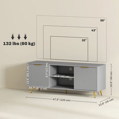 TV Stand with Storage for 55 Inch TV, Modern TV Cabinet with 2 Open Shelves and 2 Cabinets for Living Room, Black