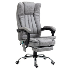 Office Chair 6-point Vibration Massage Chair Micro Fiber Recliner with Retractable Footrest Black