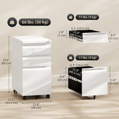 3 Drawer Filing Cabinet with Lock, Steel Office Storage Cabinet with Hanging Bar for A4, Legal, Letter Files, Black
