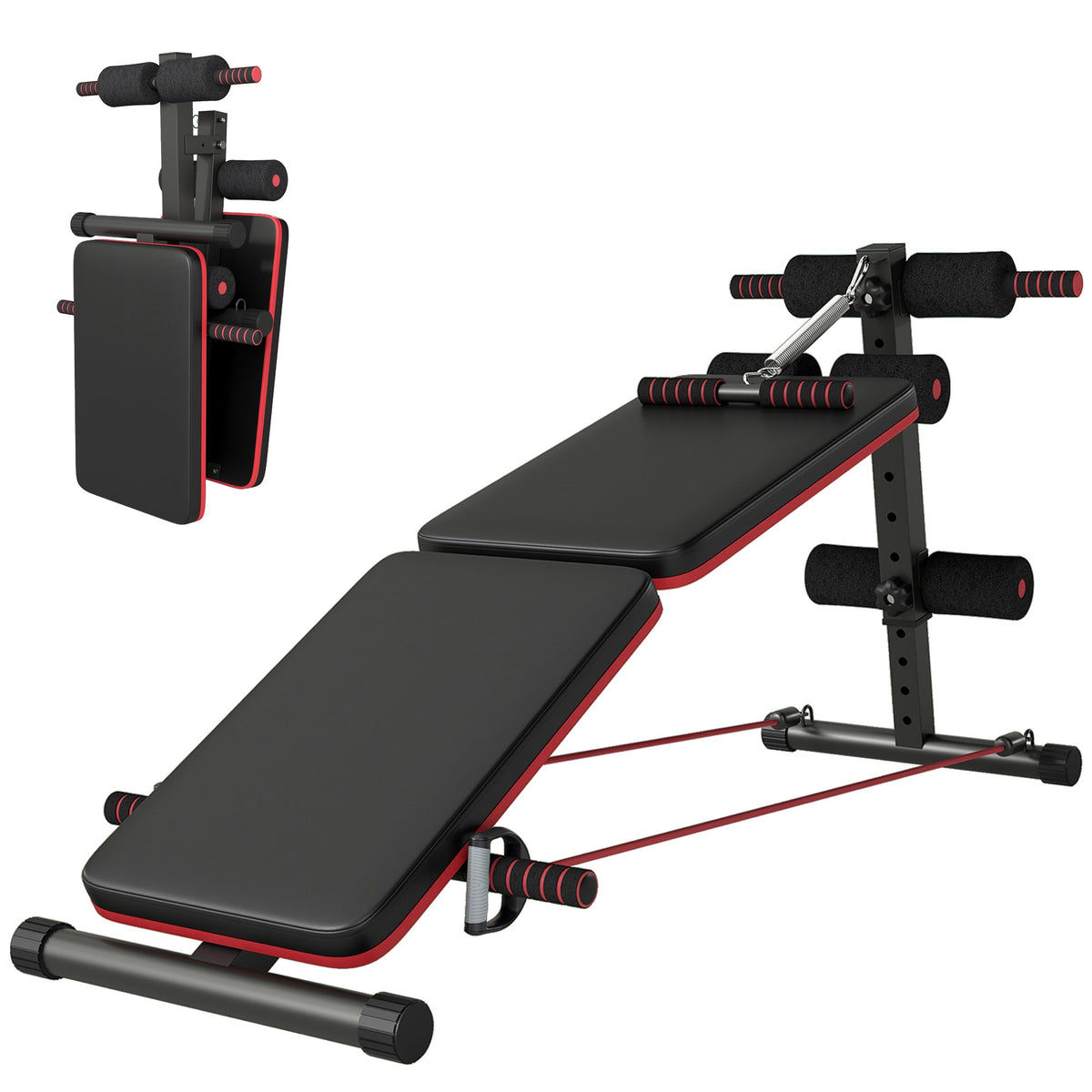 Foldable Sit Up Bench Core Workout for Home Gym Black
