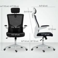 Ergonomic Office Chair, Swivel Desk Chair with Adjustable Lumbar Support, Headrest and Height, Flip-up Armrests, Beige
