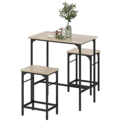3-Piece Dining Table Set for 2, Bar Table and 2 Stools for Kitchen, Living Room, Dining Room, Small Space, Natural Wood