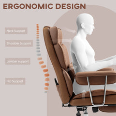 400LBS Massage Office Chair, Executive Office Chair with 6-Point Vibration, Footrest and Lumbar Support, Black